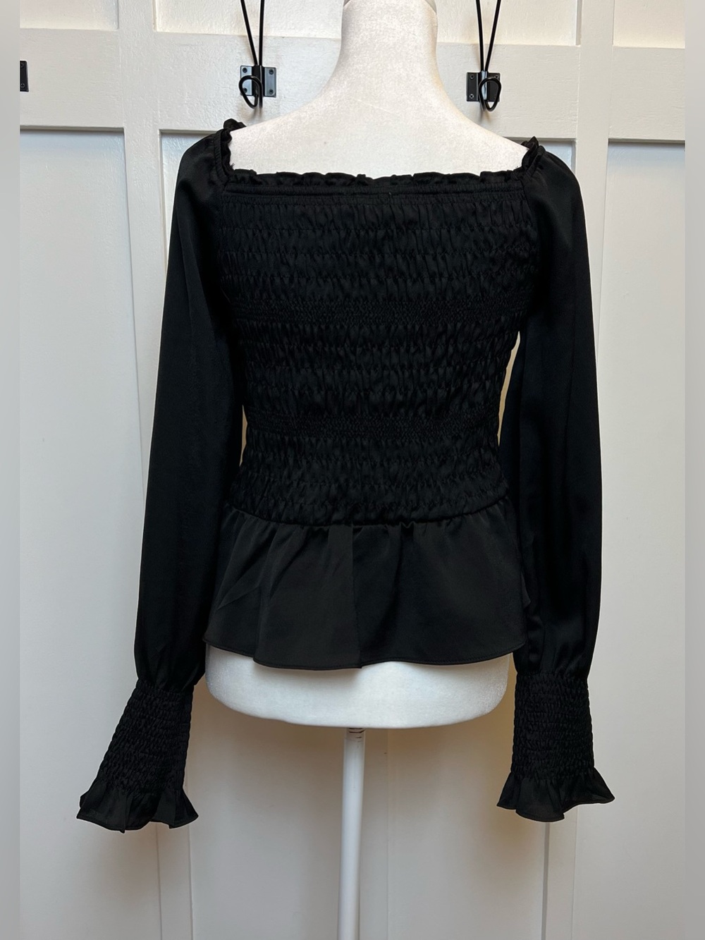 She Sky Womens Large Black Off Shoulder Sheer Peplum Regency Whimsigoth Romantic - Picture 6 of 8